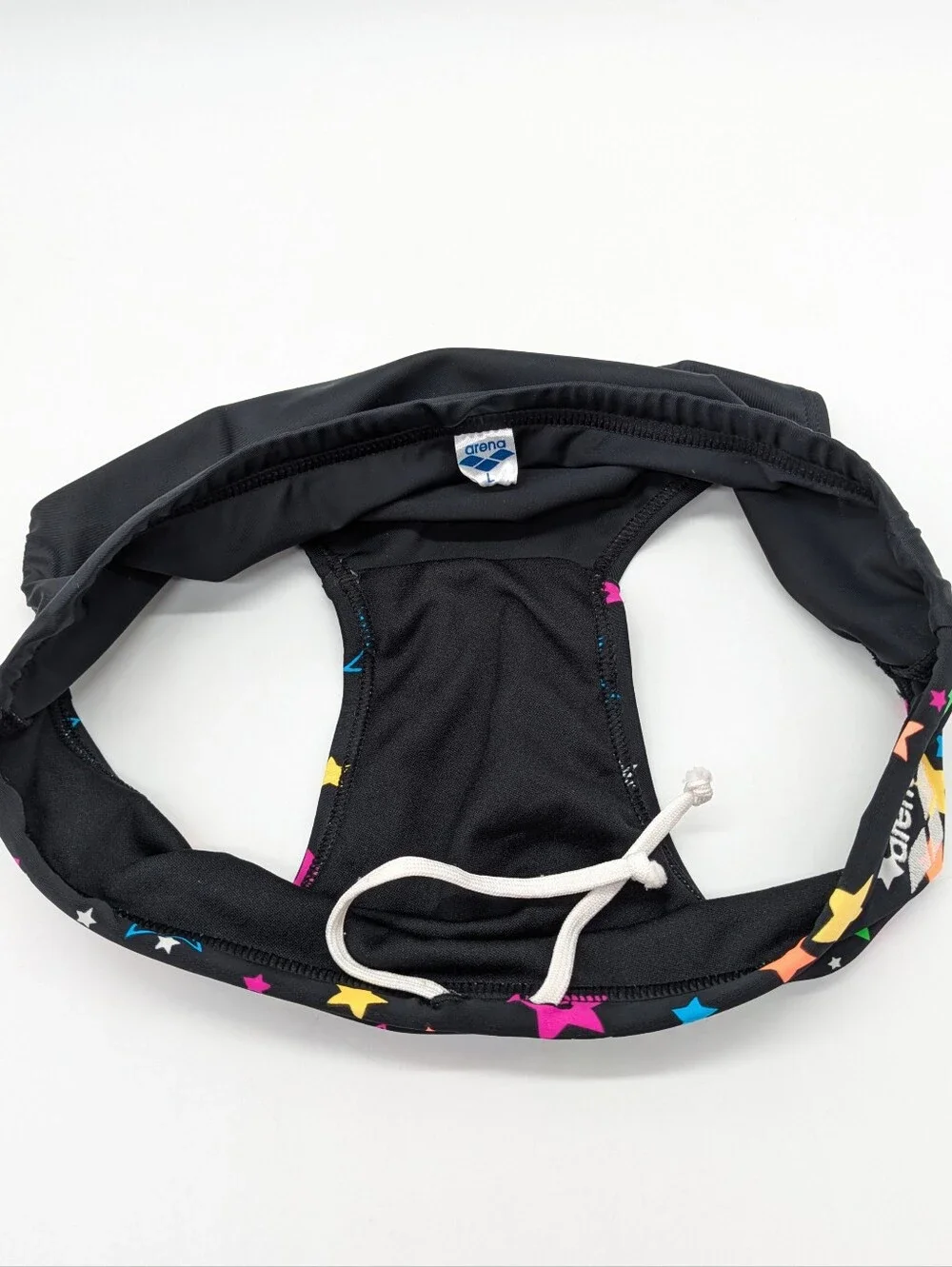 Arena Black Pink Green Colorfully Star Drawstring Mens Swim Brief L